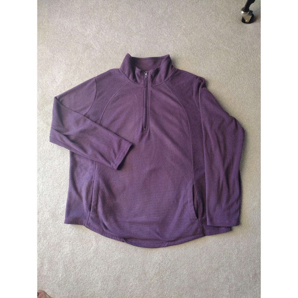 St. John's Bay Sweater Women's XL Purple Pullover Quarter Zip Fleece Warm - Picture 2 of 6